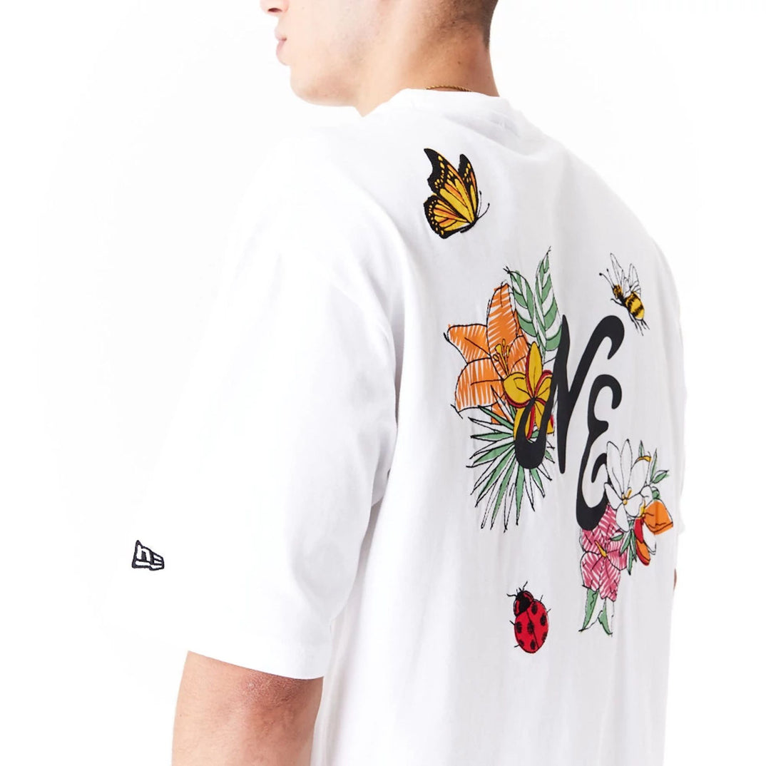 New Era - Floral Graphic White Oversized T-Shirt