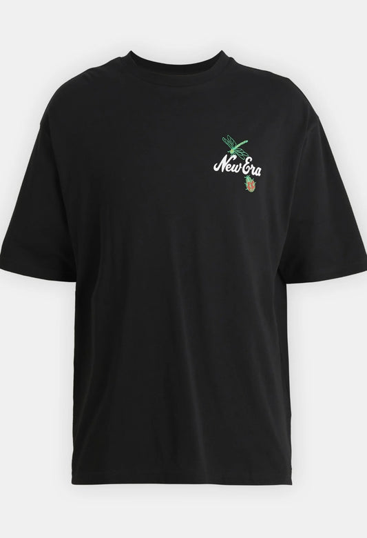 New Era - Floral Graphic Black Oversized T-Shirt