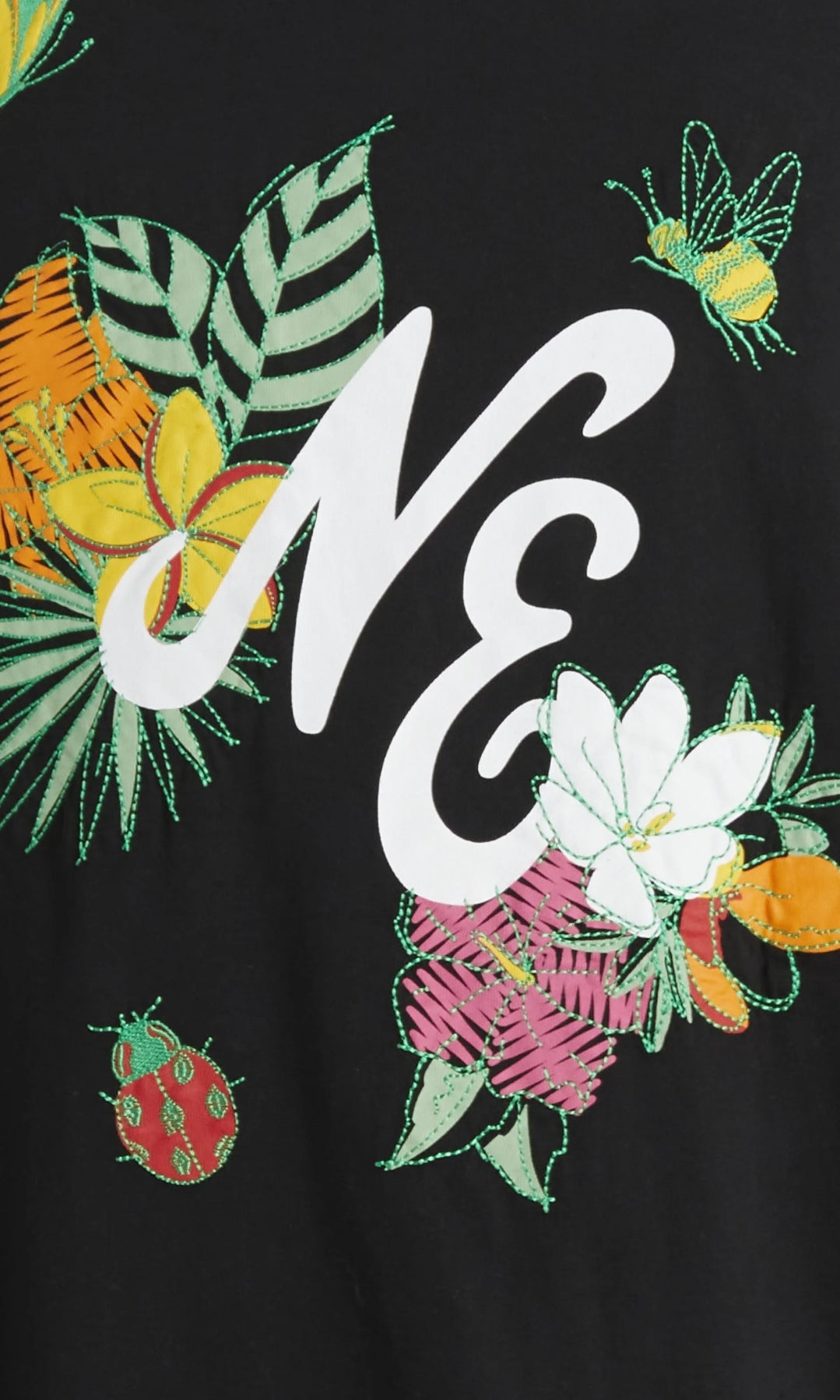 New Era - Floral Graphic Black Oversized T-Shirt