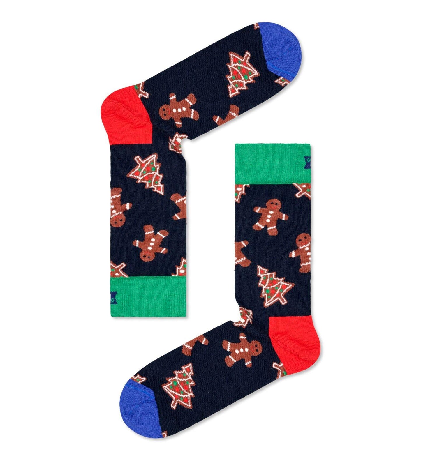 Mörkblå strumpor med pepparkaksfigurer på från Happy Socks