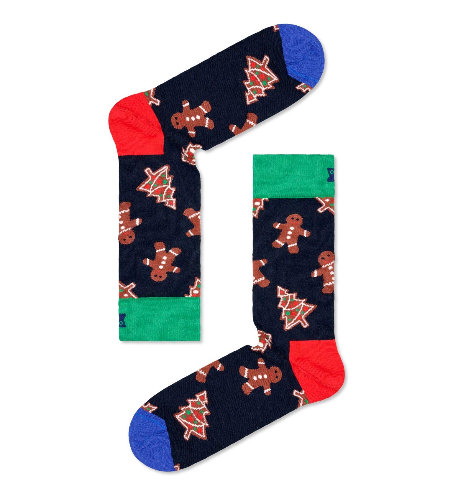 Mörkblå strumpor med pepparkaksfigurer på från Happy Socks