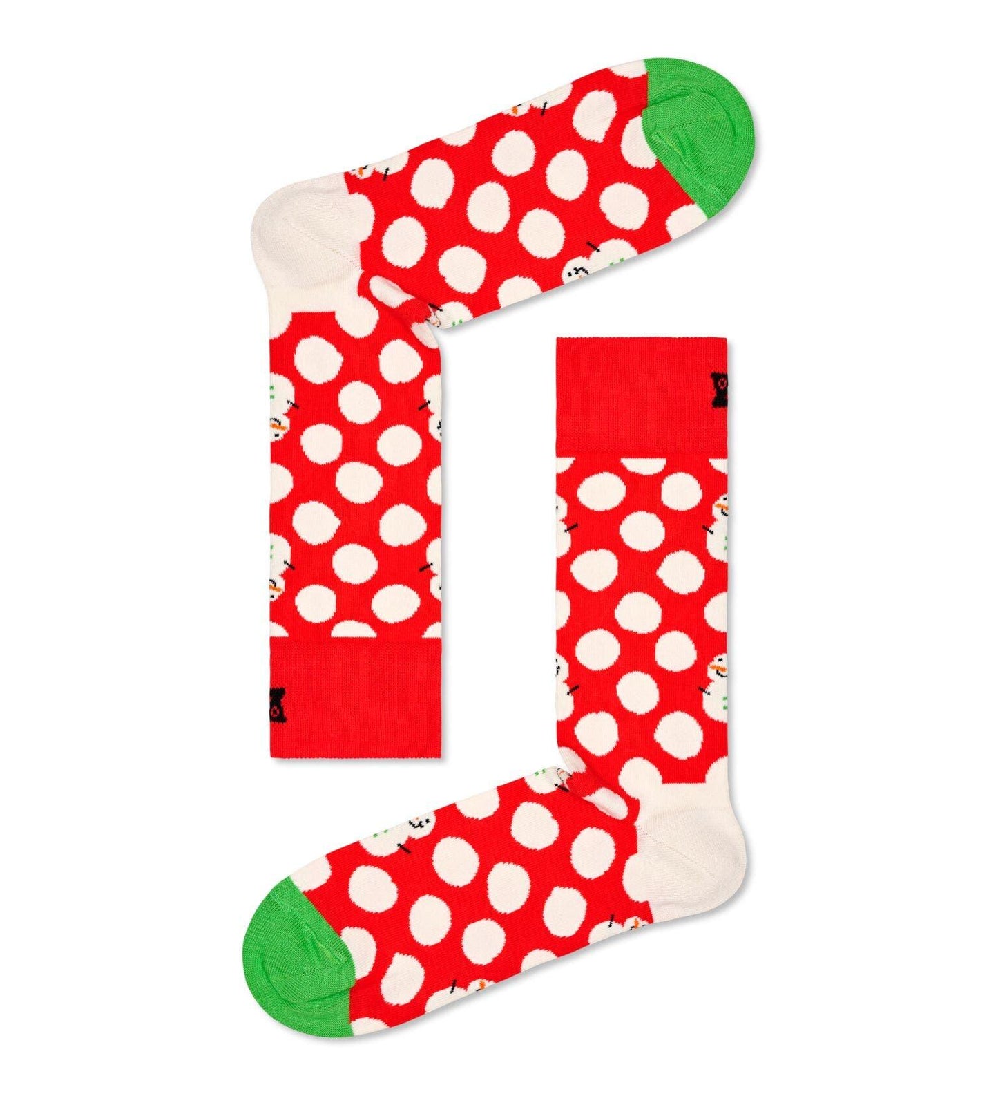 Röda strumpor med snöbollar och snögubbar på från Happy Socks