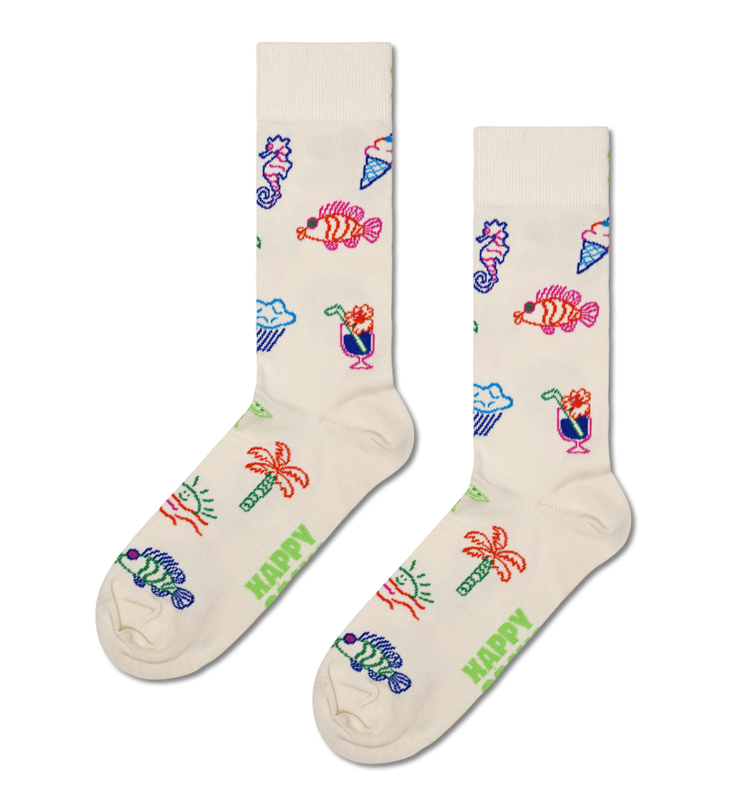 Happy Socks Summer Lo-Fi Sock - White