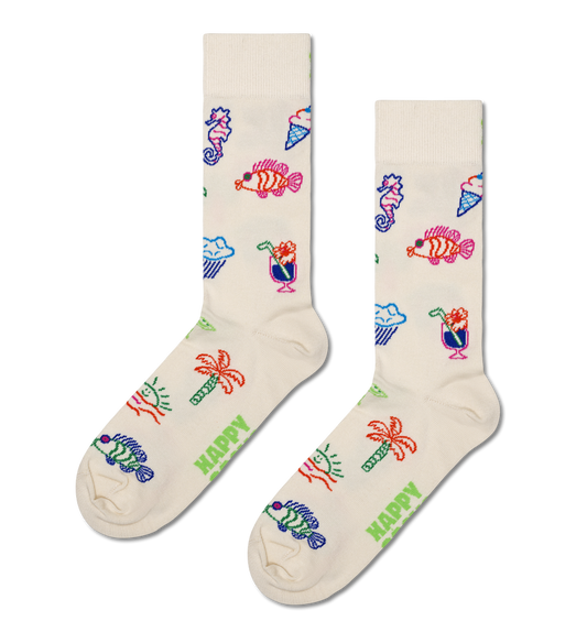 Happy Socks Summer Lo-Fi Sock - White