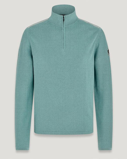 Belstaff Stander Quarter Zip Jumper - Steel Green - No Generation