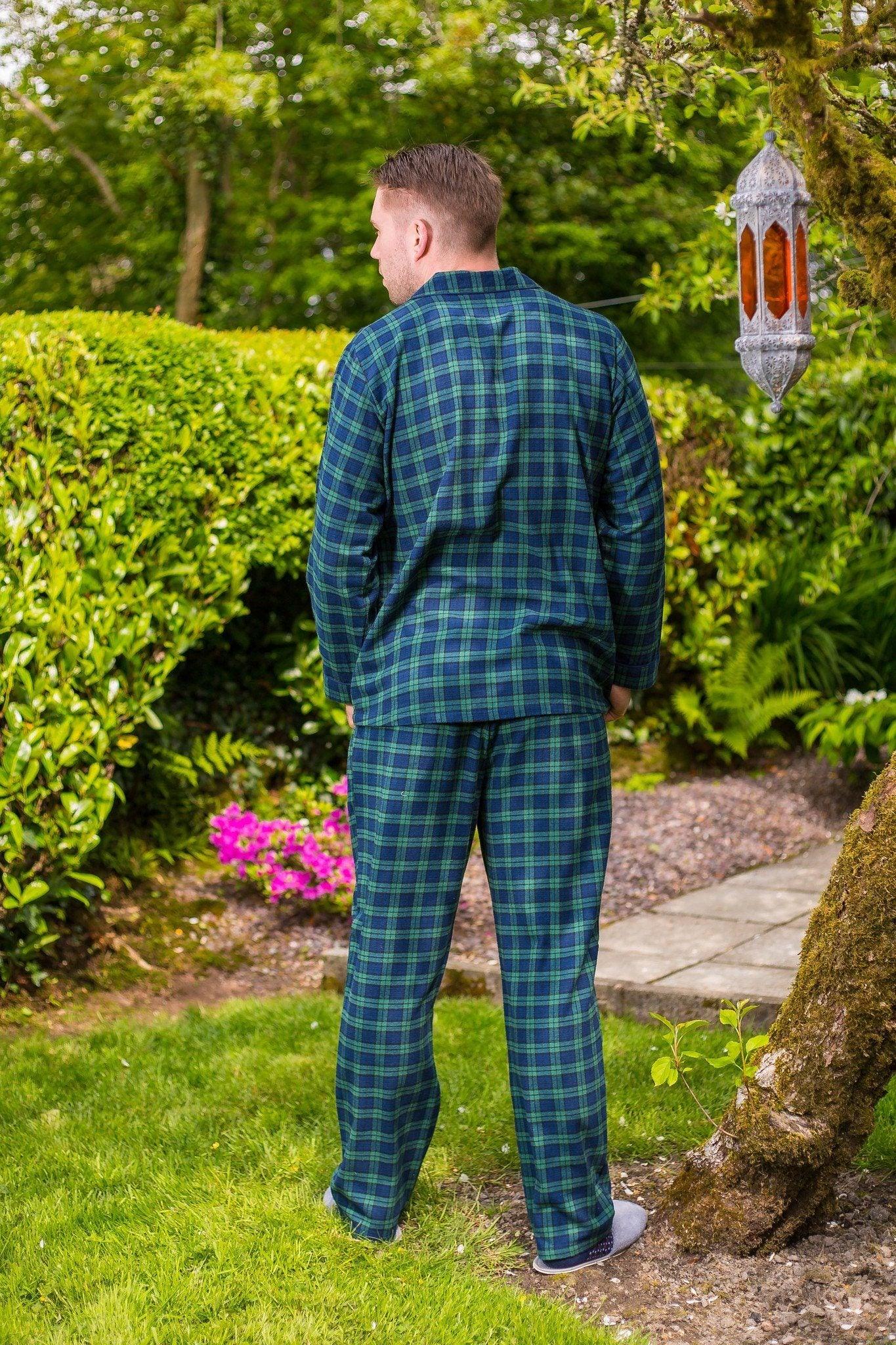 Lee Valley Pyjamas Flannel Set - Green/Navy Tartan - No Generation