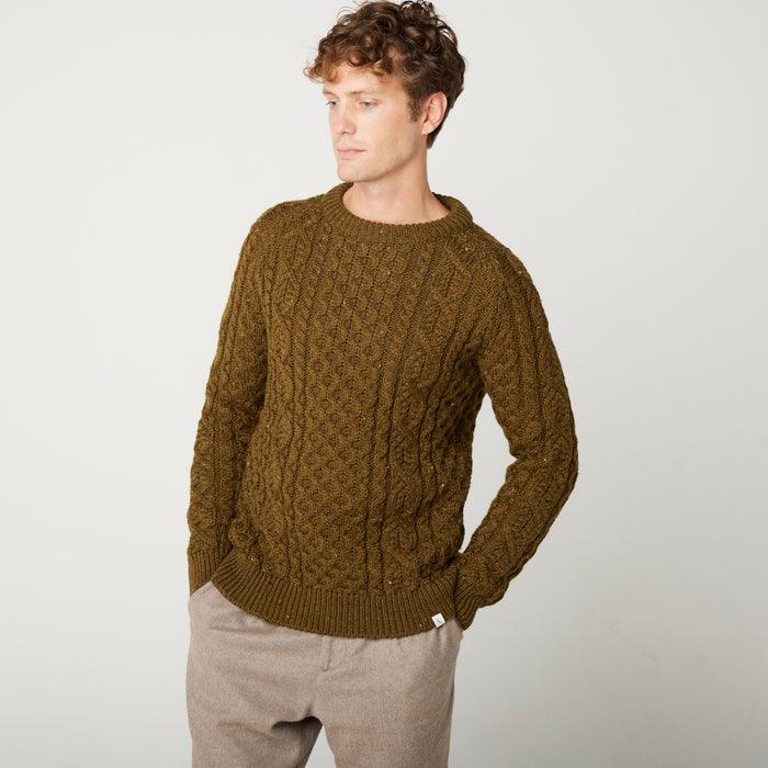 PEREGRINE Hudson Aran Jumper - Khaki - No Generation