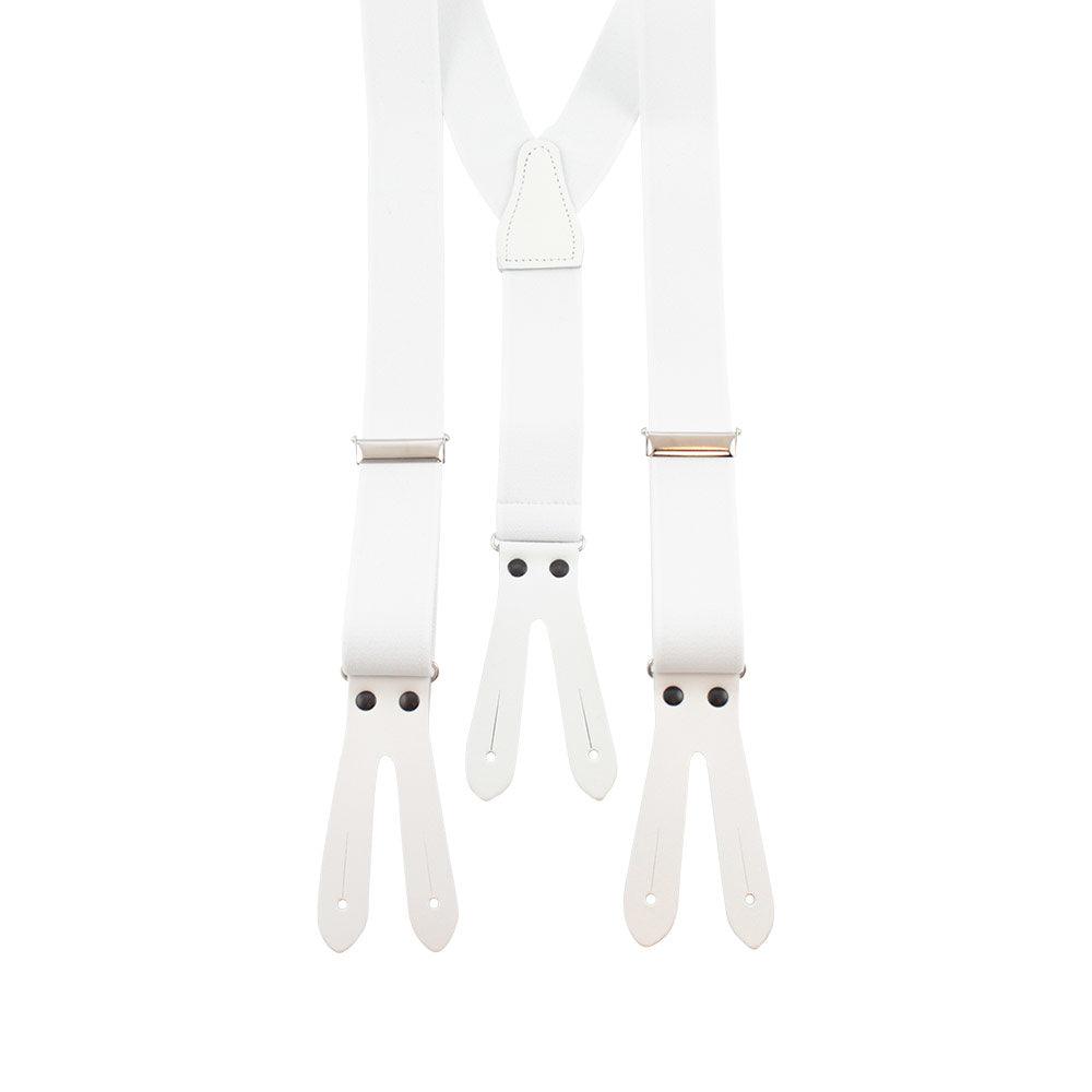 Portia Solid Suspenders Leather Ends - 35mm White - No Generation