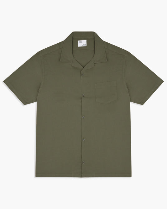 Colorful Standard Linen Short Sleeved Shirt - Hunter Green