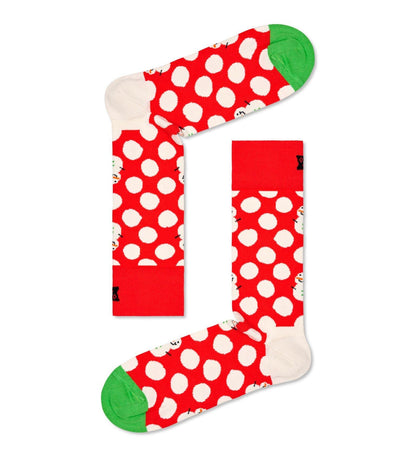 Röda strumpor med snöbollar och snögubbar på från Happy Socks