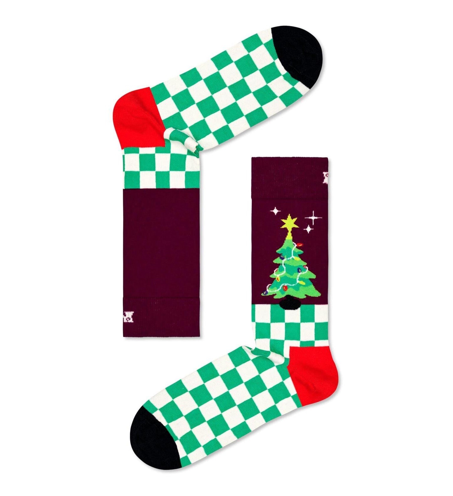 Brun strumpa med julgran på från Happy Socks