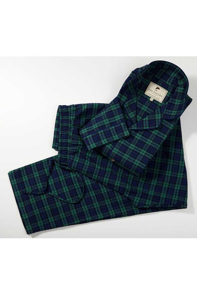 Lee Valley Pyjamas Flannel Set - Green/Navy Tartan - No Generation