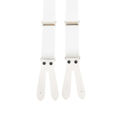 Portia Solid Suspenders Leather Ends - 35mm White - No Generation