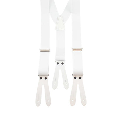 Portia Solid Suspenders Leather Ends - 35mm White - No Generation